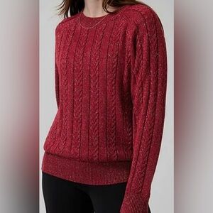 Athleta Crossroads Crew Sweater Red Metallic Size S